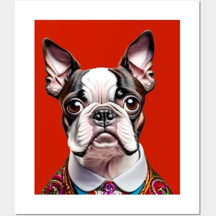 Boston Terrier in Flashy Colorful Outfit Posters and Art